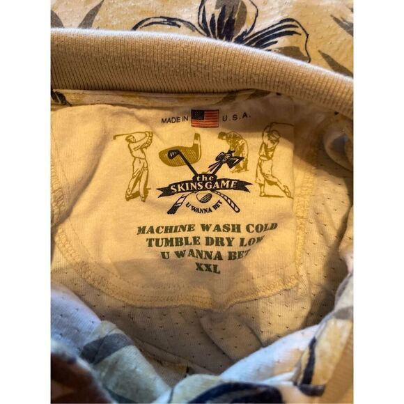 The Skins Game Mens Tan Tropical Print Hawaiian Short Sleeve Polo Size XXL - Picture 9 of 13